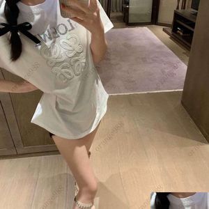 Womens T-Shirt Low Home 23 New Sequin For Women Heavy Industry Nightlight Embroidery Letters Fashion Casual Special Highlighting Perso Otm9X