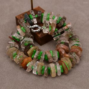 Pendant Necklaces G-G 18'' Natural Mix Color Gold Rutilated Quartz Slice Stone Green Coral Chokers Necklace Handmade For Women