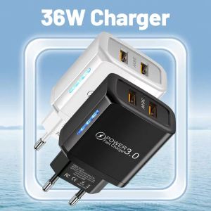 مزدوج QC3.0 USB Fast Charger 36W محول شاحن الجدار الهاتف السريع للهاتف لجهاز iPhone Samsung Xiaomi LG Google Pixel