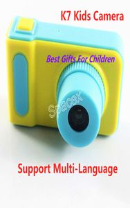 Retail K7 Kids Camera Mini digitale Cartoon Cartone Children Girl Girls Supporto regalo di compleanno MultiLanguage6996374