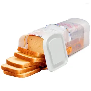 Garrafas de armazenamento Caixa de pão retangular embalagem translúcida de recipiente com alça para alimentos frescos do goleiro do pão