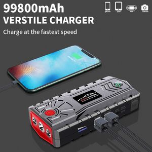 Araba Atlama Başlangıç ​​99800mAH Güç Bankası 12V Taşınabilir Araba Pil Bulucu Şarj Cihazı Hava Pompası Lastik Şişiricisi Kompresör Başlangıç ​​Cihazı