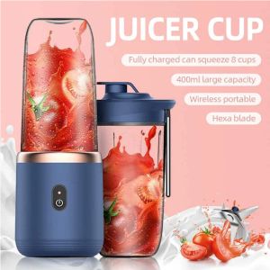 Juicers 6 Blades liquidificador elétrico liquidificador portátil portátil carregamento USB Multifuncional Squeezer Squeezer Ice Crushcup Processador de alimentos