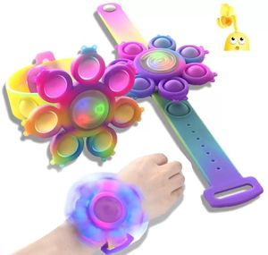 Spinner Figet Toys Anti Stress Wristband Light Bracelet Kawaii Push Bubble Kids Christmas Gifts9394290