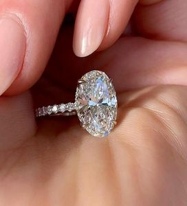 Big Oval Cut Zircon Ring Micro Paled CZ 925 Ring For Women Jewelry Silver Female Rings Wedding2124060