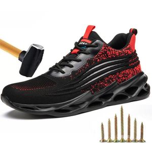 Sapatos de segurança trabalham tênis de tênis anti -fuga de aço de aço esportivo de homens leves 2204114302712