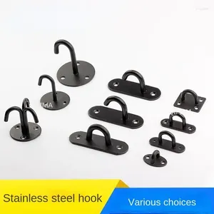 Hooks 1pc Hanger U-shape Ring Top Base Haning Fan/Chandelier/Plant Decor Black Wall Ceiling Mount Hook W/screws Stianless Steel