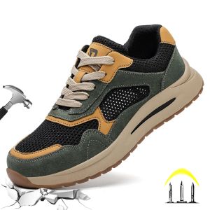 Boots 2023 New Summer Casual Men's Safety Shoes Mesh Light Breathable Sneaker Puncture Proof Non Slip Work Sneakers For Men Shoe