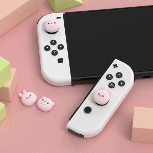 Accessori Playvital Pink Joystick Caps per interruttore Switch Lite, impugnature per il pollice per l'interruttore OLED Joycon Chubby Bear Smiley Bunny