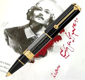 Limited Edition Writer William Signature Ballpoint Pen Black Carbon Fiber Retro Design Business Office Writing Ball Pen With Seria1792937