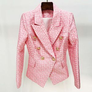 Women's Jackets Star Double Breasted Lion Button Geometric Jacquard Slim Fit Suit Coat