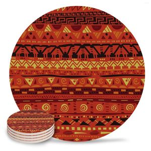 TABELA MATS AFRICA ETHTNIC GEOMETRICS STAPE CERAMICA CEADO CAPE CHEPARS Coastais Acessórios de cozinha Round Placemat