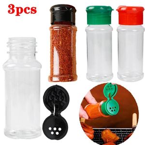 Bottiglie di stoccaggio stagionatura cucina Contenitore da campeggio in plastica da 3 pezzi di bottiglia condimento pepe shaker shakers barattolo spezie portatile