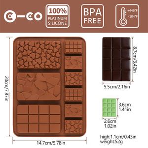 Chokladvax smälter formar Bakeware Silikonformar för fondant Jelly Candy Mold BPA Free 3D Silicone Chocolate Bar Mögel