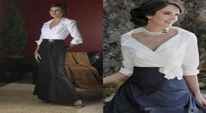 2019 Black and White Mother of the Bride Groom Vneck Custom Made Plus Size Formell klänning Kvällsklänning Långärmar Golvlängd A6722894