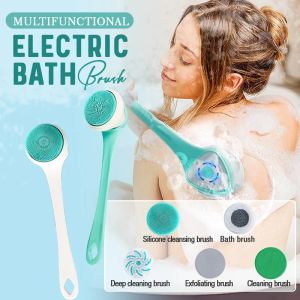 Massager 5 in 1 Electric Bath Brushes Usb Silicone Back Scrubber 3 Speeds Rotating Shower Brush Massage Spa Waterproof Cleaning Brush