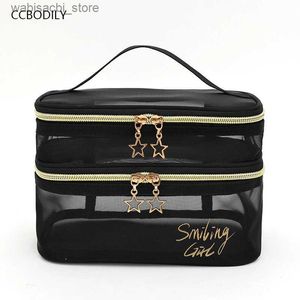 Cosmetic Bags Large-Capacity Black Mesh Makeup Case Organizer Storage Pouch Casual Zipper Toiletry Wash Bags Make Up Women Travel Cosmetic Bag L49