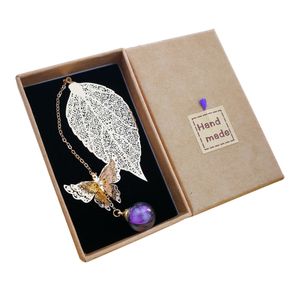 Retro with Elegant Crystal Ball Pendant Vintage Leaf for Kids Teacher Book Lover Exquisite Gifts