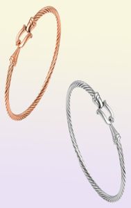 Fashion Jewelry Rose gold Silver Color Cuff Bracelets Charm Stainless Steel Thin Cable Wire Pulseira Jewelry Bracelets For Women8634245