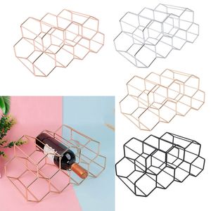 Wine Holder Countertop Bottle Rack Metal Honeycomb Wine Rack Black Silver Gold