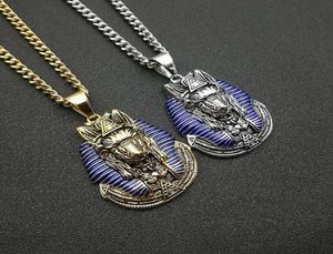 Rostfritt stål anubis hänge halsband med cabankedja egyptiska pyramider vintage smycken gåva för män kvinnor halsband8715637