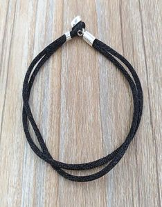 Fabric Cord Bracelet Black Authentic 925 SilverFits European Style Jewelry Charms Beads Andy Jewel 590749CBK-S9504929