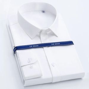 Lyx Mercerized Cotton Mens Dress Shirts Långärmade män Tuxedo Franska skjortor Solid White Blue Business Formal Men Shirts 240408