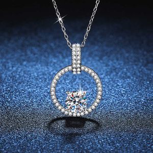 Sier S925 Sterling One Mosan Diamond Necklace Padlock Ring Pendant Female Slightly Inlaid with Diamond Mosan Stone Clavicle Chain Female