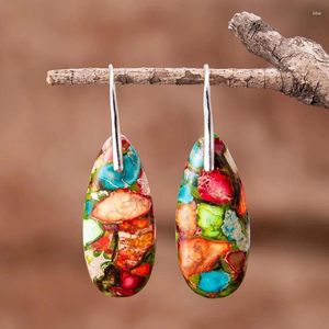 Dangle Earrings Bohemia Imperial Jasper For Women Handmade Semi-Precious Natural Stone Drop Earring Healing