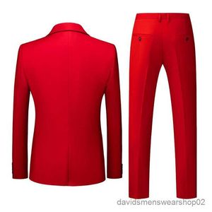 Herrenanzüge Blazer Pure Color Anzug 3 Stück Herren Hochzeitsfeiern Kleider Jacke Weste Hosen Mode Slim Fit Blazer Weste Coat rot Blau Grün