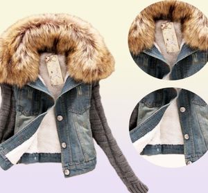 Kvinnor Spring Denim Jacket Faux päls Coat Casual kläder Overcoat Toppar Female Jeans Coat Warm Coat16753963