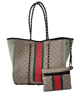 Designer kvinnor handväska neopren tygväska stor kapacitet strandpåse axel shopping väskor damer handväska set girl039s present6699767