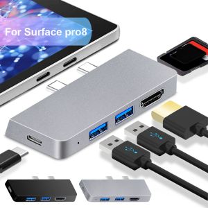 Hubs Docking Station Laptop PD Charger Typec USB C Adapter Portable Hub Dock Station Splitter High Speed ​​for Microsoft Surface Pro 8