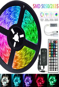 LED Light Light Light Remote Remote Control RGB 5050 2835 Impermeável 12V Ribbon Lamp Bedroom Decoration for Festival 5m 10m 20m 30m W2220508539