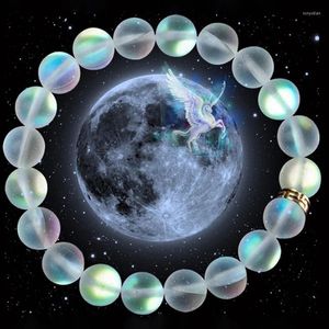 Bangle Mermaid Glass Crystal Moonstone Bracelets Multicolor Matte Shining Stone Beaded Charm Bracelet Handmade Wristband Gifts Jewelry