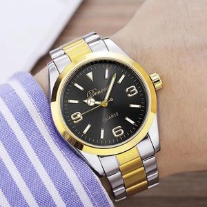 Zegarek na rękę na rękę na rękę na rękę ze zegarem kwarcowego z stalową bransoletki szklane lustro Mężczyzna moda wodoodporna