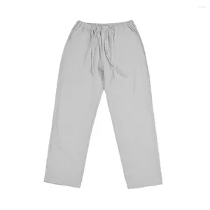 Pantaloni da uomo pantaloni casuali per uomini lino di cotone per il tempo libero elegante con scuola di viaggio in vita elastica