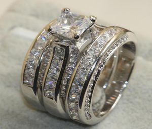 925 Sterling Silver White Clear 5A CZ Stones Wedding Bridal Rings Rings Dimensioni 5112064600