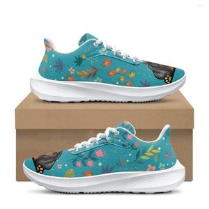 Casual Shoes Cute Dachshund Flower Print Women Plat Funny Animal Teenage Girls Lightweight Sneakers Summer Spring Basketball Gift