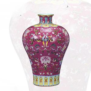 Vasi antichi carminio rosa grande vaso decorazione domestica ceramica soggiorno prugna fatta a mano