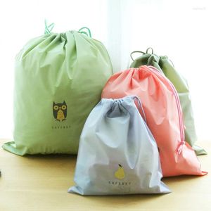 Present Wrap 500st/Lot Custom Portable Polyester Drawstring Bag Waterproof Clothing Shoe Storage Simple Sports Ryggsäck
