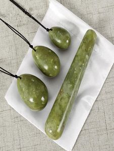 Natural Green Jade Yoni Eggs Drilled Pleasure Wand Helu Jade Massager Kegel Exercise Vaginal Ball Gua Sha Massage Stone T1911166699966