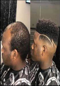 Toupees de penteado de cabelo humano afro de 6mm de 6 mm de penteados finos para homens para homens completos PU Substituição System6653311