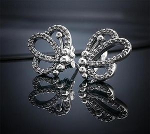 High-quality 100% S925 Sterling Silver Stud Earrings European Style Jewelry Butterfly Outlines Stud Earrings279q3380628