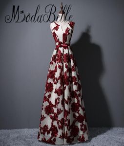 Red Floral Evening Gown Abendkleider 2017 Lace Up Cheap Short Burgundy Prom Dresses Robe Longue Femme Soiree4180110