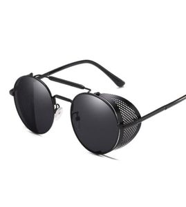 Óculos de sol retro steampunk goggle redond designer a vapor punk escudos de metal com óculos de sol homens mulheres uv400 gafas de sol8770893