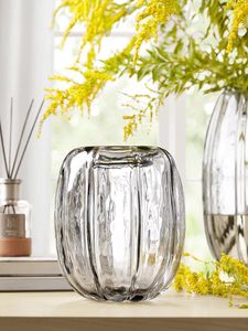 Vasen Vase transparentes Glasmaterial Amerikaner Hauszubehör Desktop Einfacher rauchgrau geeignetes Wohnzimmer Schlafzimmer Bett