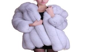 2017 New Faux Fur Coat Pink Fox Fux Fur Lengeve Steeve Women Thick Coat