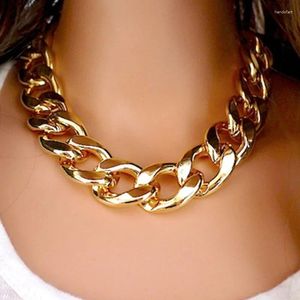 Чокер женская мода хип -хоп короткие ожерелья панк золотой серебро серебряный цвет толстое цепное ожерелье Женские украшения