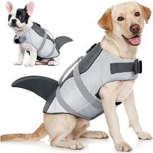 Pet Safety Life Jacket Anti-Crack Hunde Rettungsjacke Hai Weste mit Rettung Griff Sicherheit Badeanzug 240411